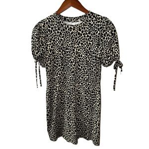 Topshop Animal Print Tie Puff Sleeve Minidress